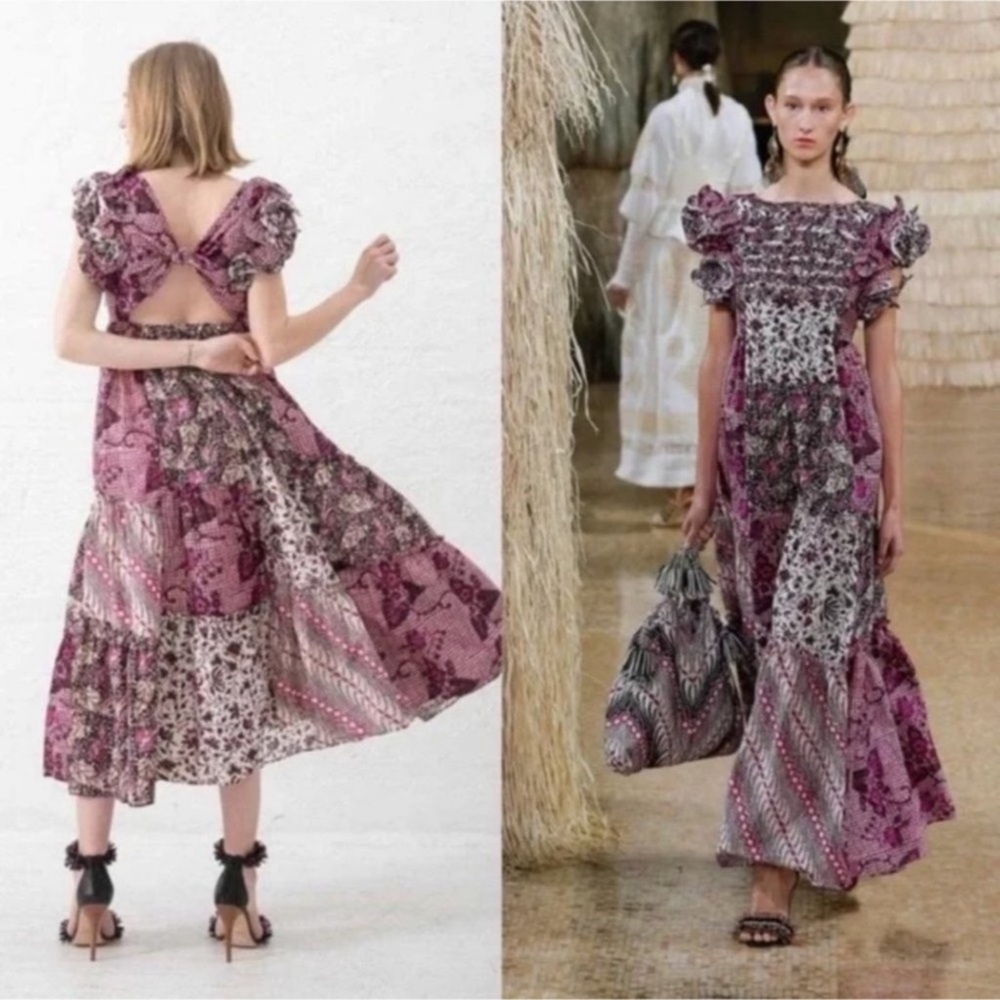 ULLA JOHNSON Zoya Silk Floral Dress Sz 12 - Picture 3 of 4